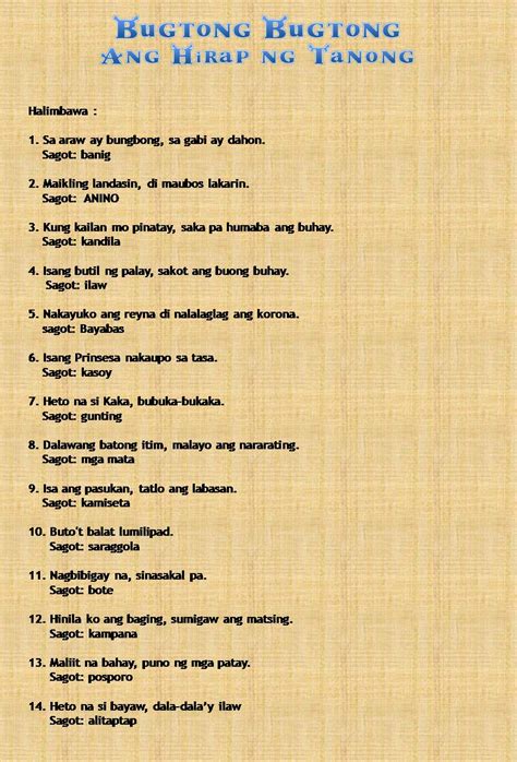 may tampuhan ang dalawang bundok ni marianne|Bugtong Bugtong With Answer: 500+ Filipino Riddles .